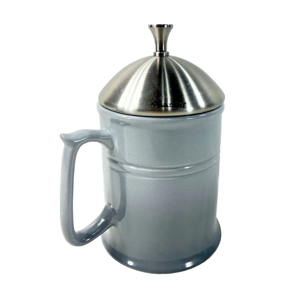 Chantal Gray Ombre Ceramic 16oz Coffee French Press Stainless Plunger